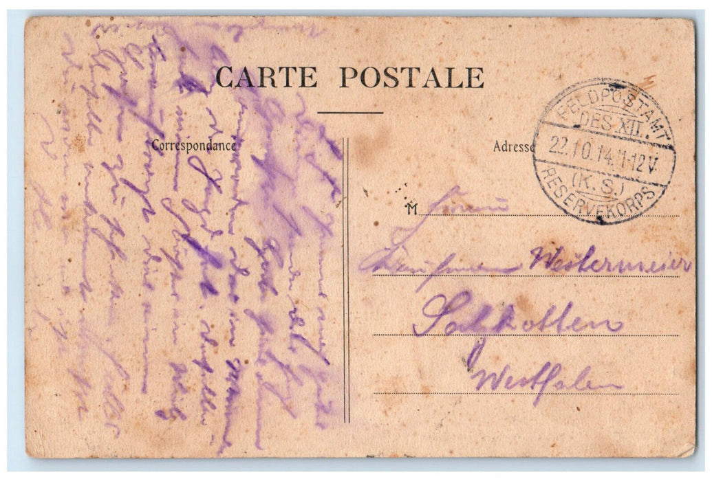 1914 At the Meeting of the Marine Bellevue-Aire(Ardennes) France Posted Postcard