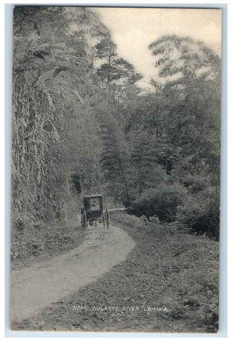 c1910 Horse Carriage Near Mulatto River Jamaica Unposted Antique Postcard