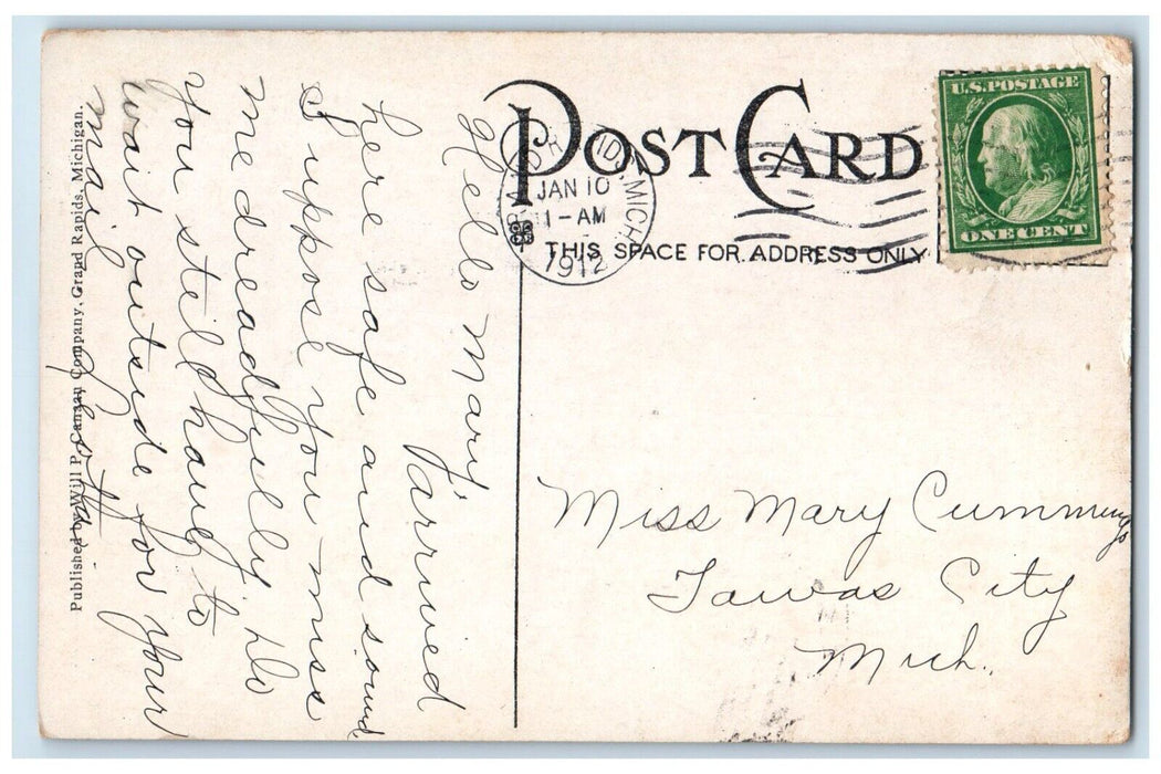 1912 Birds Eye View Federal Building Grand Rapids Michigan MI Vintage Postcard