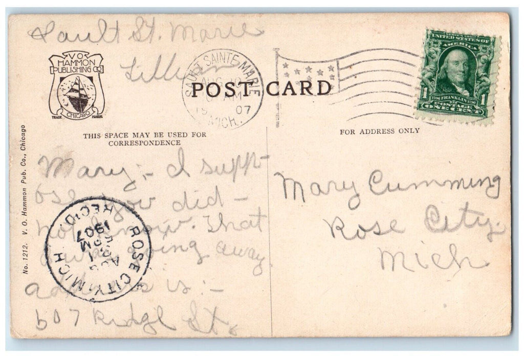 1907 Birds Eye View Glimpse Steamer Mackinac Island Michigan MI Vintage Postcard