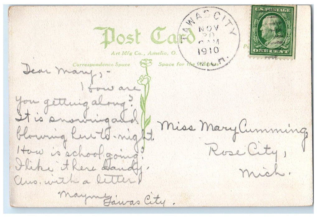 1910 Exterior Court House Jail Building Tawas City Michigan MI Vintage Postcard
