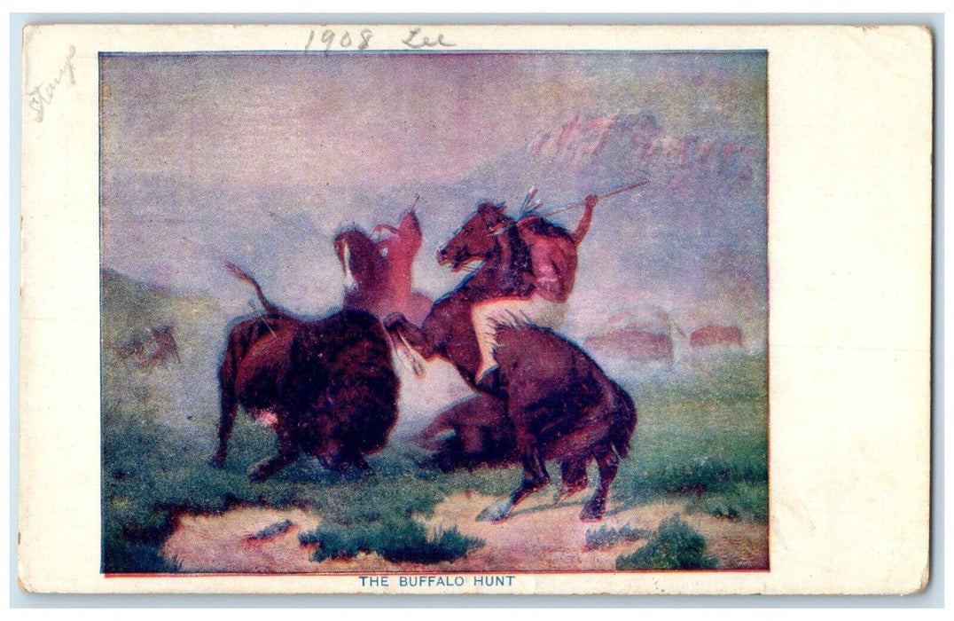 1908 The Buffalo Hunt Vona Colorado CO, King City MO Posted Antique Postcard