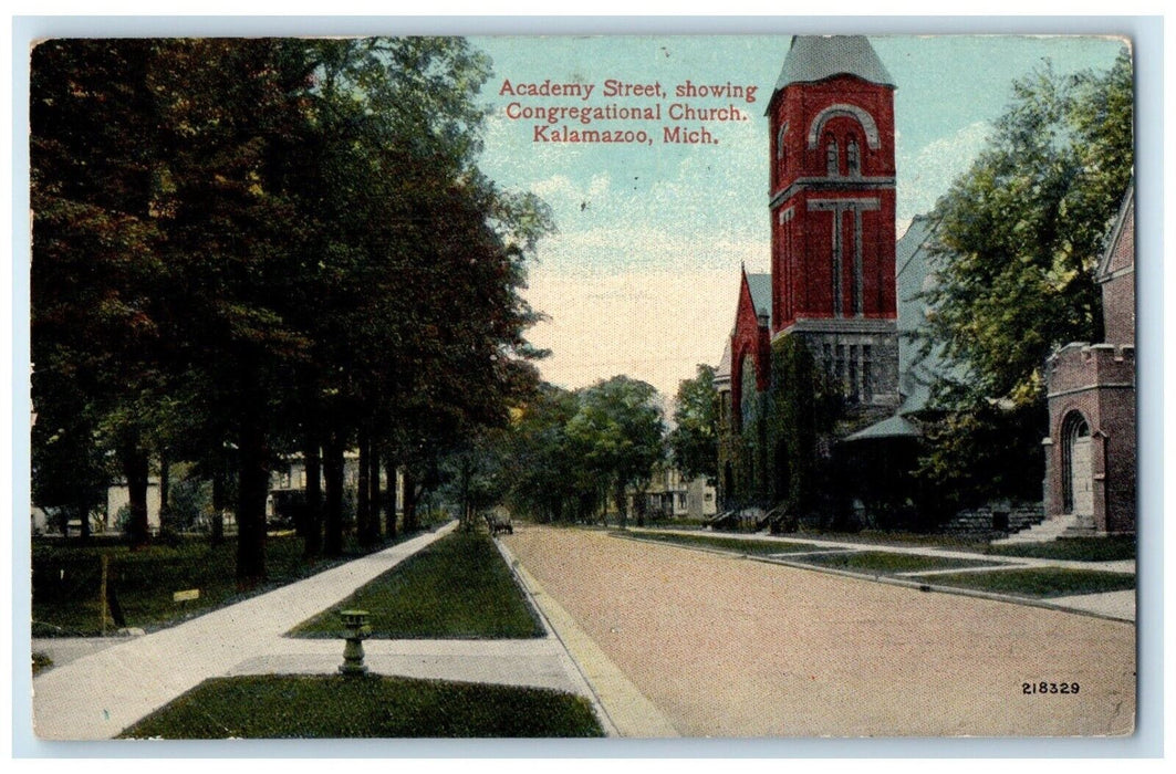 1914 Academy Street Congregational Church Kalamazoo Michigan MI Vintage Postcard