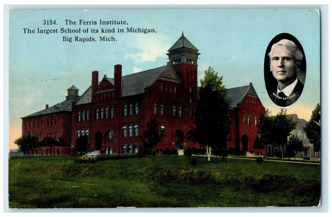 1914 Ferris Institute School Governor Exterior Big Rapids Michigan MI Postcard