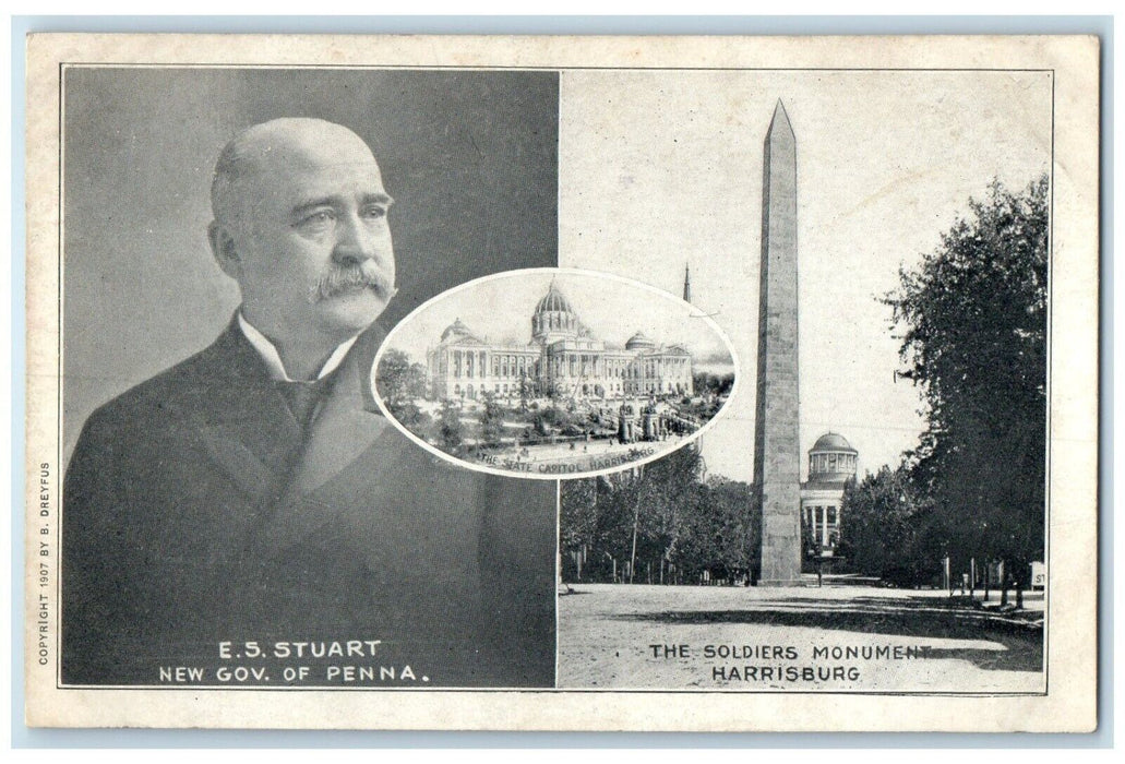 1905 Stuart Gov Penna Capitol Harrisburg Soldiers Monument Pennsylvania Postcard