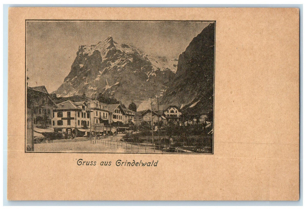 c1905 Greetings from Grindelwald Switzerland Antique Unposted Postcard