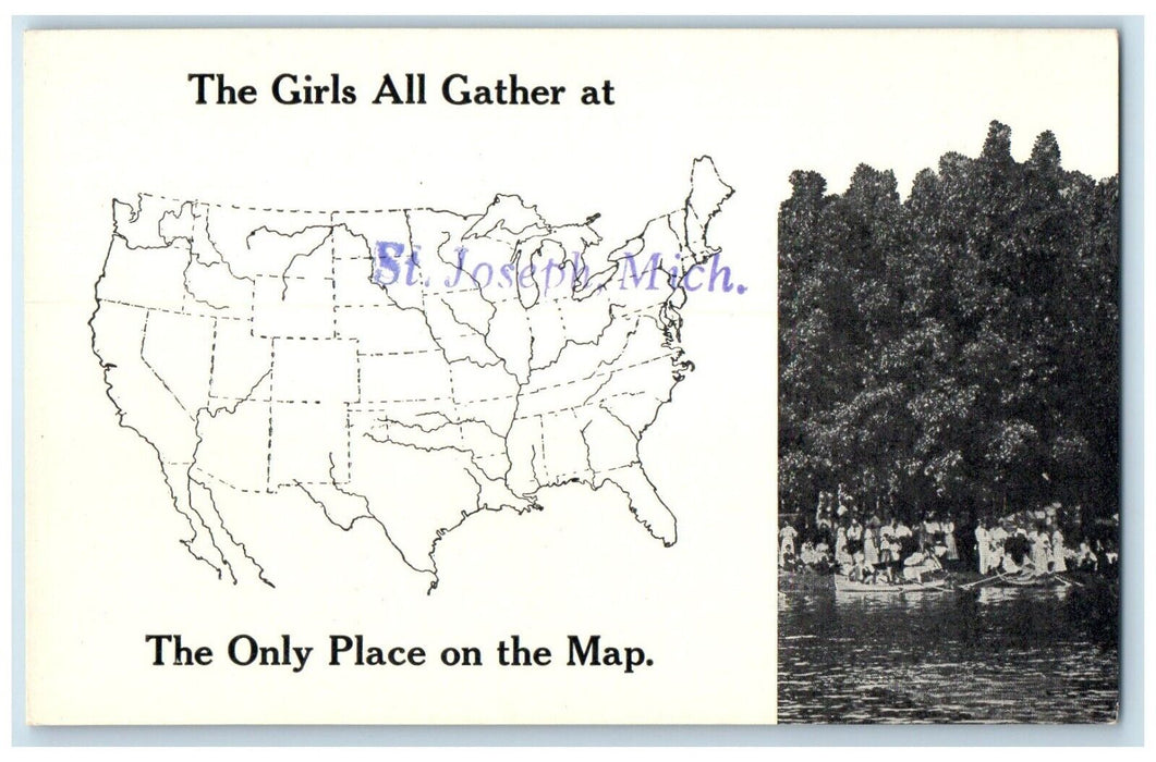 1910 Girls All Gather St Joseph Michigan Only Place On The Map Michigan Postcard