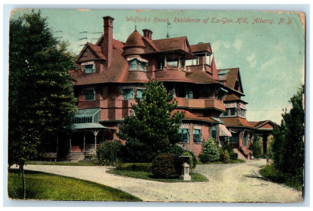 1910 Wolforks Roost Residence Ex-Gov Hill Exterior Albany New York NY Postcard