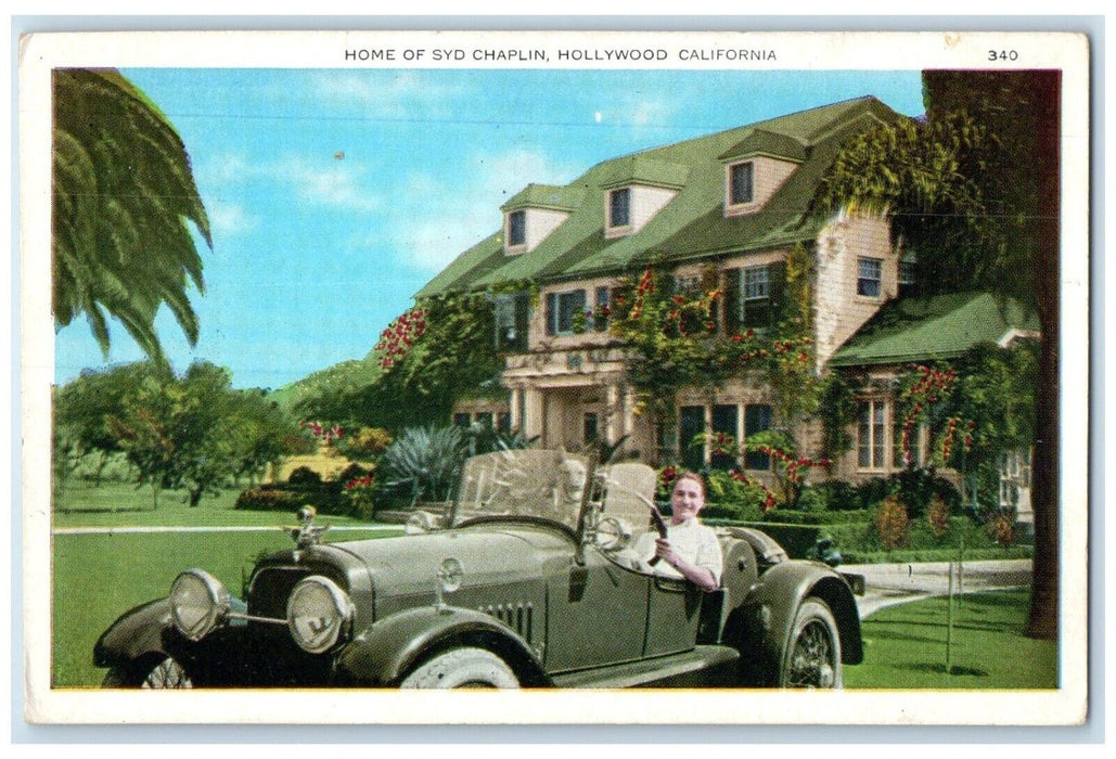 c1910 Home Syd Chaplin Exterior Classic Car Hollywood California CA PNC Postcard
