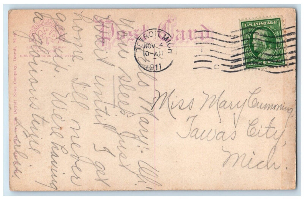 1911 North Woodward South Corner Grand Boulevard Detroit Michigan MI Postcard