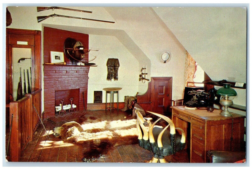 c1960 Sagamore Hill Oyster Bay Drawing Room Gun Long Island New York NY Postcard