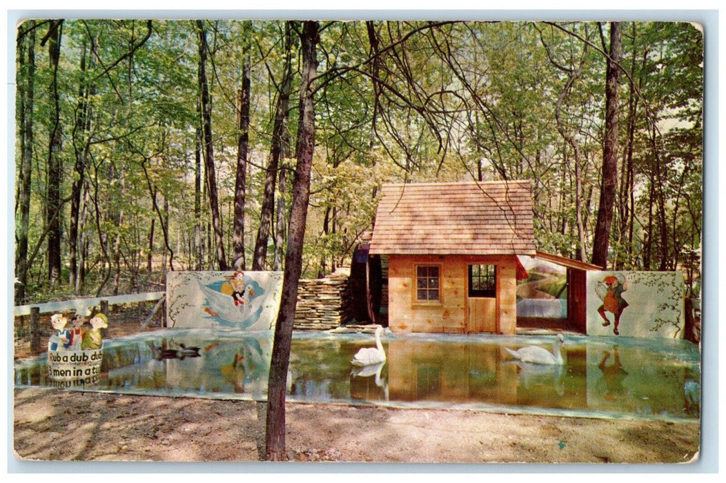 1959 Old Mill Swan Deer Forest Paw Paw Lakes Coloma Michigan MI Vintage Postcard