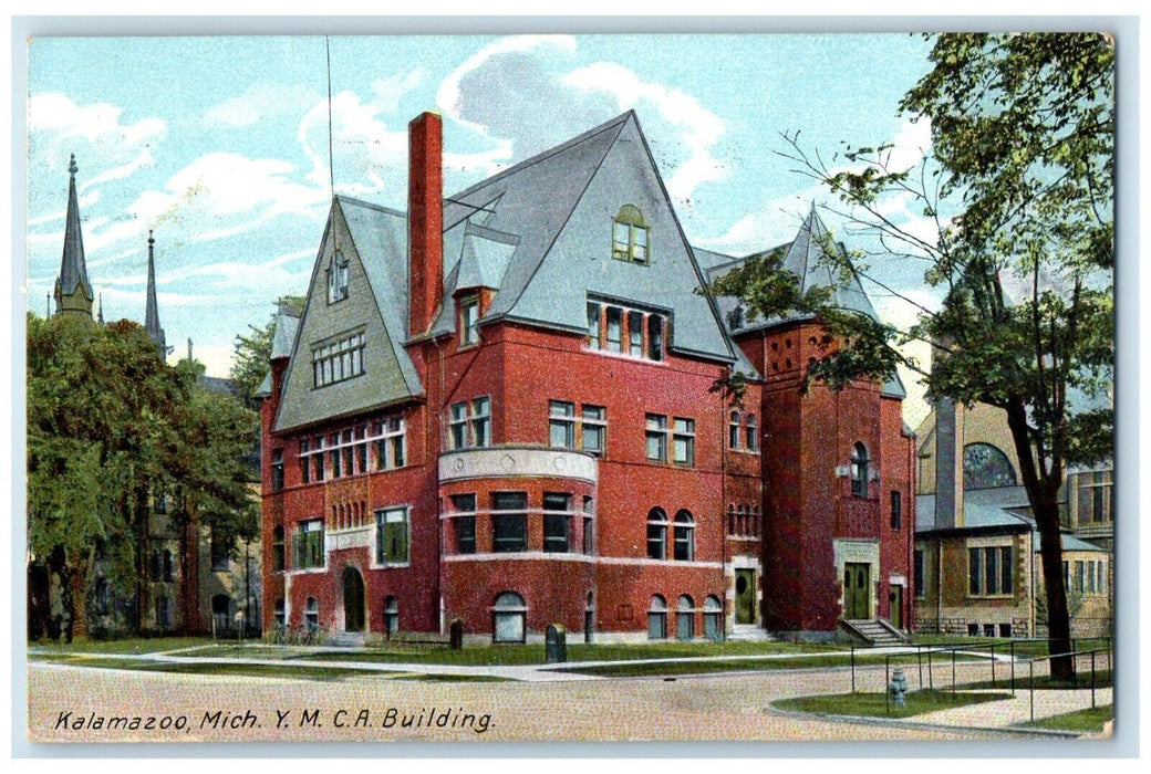 1909 Exterior View YMCA Building Kalamazoo Michigan MI Antique Vintage Postcard