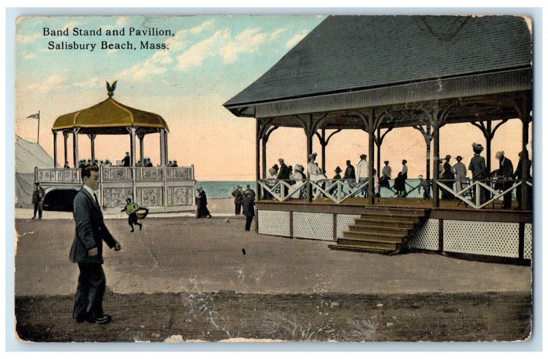 1910 Band Stand Pavilion Salisbury Beach Massachusetts Vintage Antique Postcard