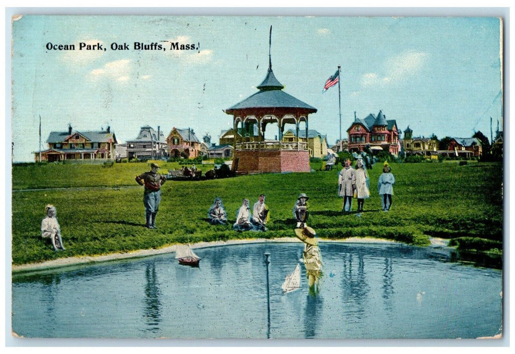 1913 Ocean Park Gazebo River Exterior Oak Bluffs Massachusetts Vintage Postcard