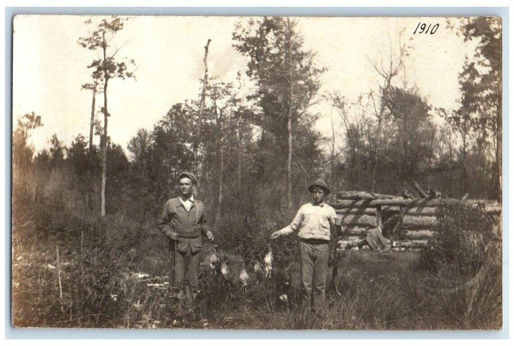 1910 Bird Pheasant Hunting Hunters Marshfield Curtis WI RPPC Photo Postcard
