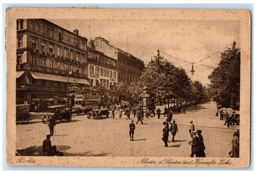 1925 Among the Linden With Kranzler Corner Berlin Germany Unposted Postcard