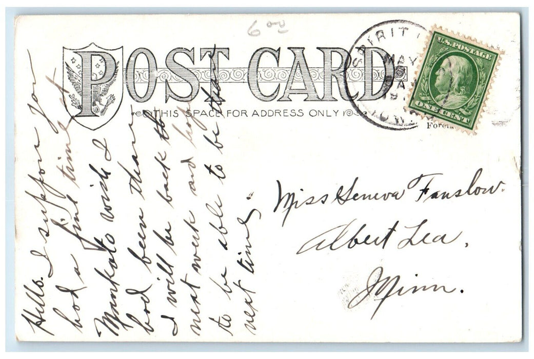 c1910's Moonlight Scene On Okoboji Lake Iowa IA, Sailboat Night View Postcard