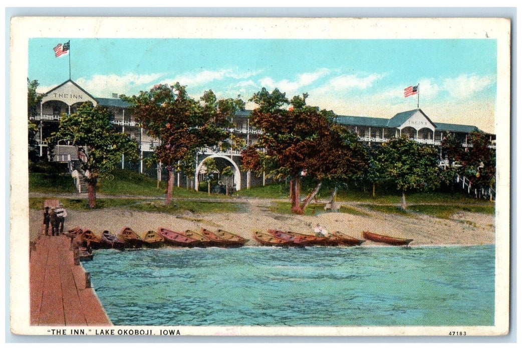 1934 The Inn Motel Hotel Lake Okoboji Iowa IA RPO Posted Vintage Postcard