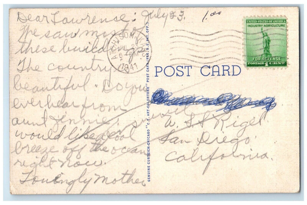 1941 Greetings From Sioux City Iowa IA, Large Letter Atchison KS Posted Postcard