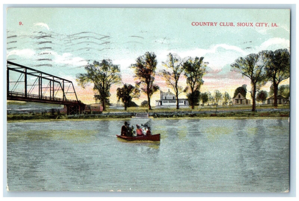 1908 Country Club Boating Bridge Sioux City Iowa IA Posted Antique Postcard