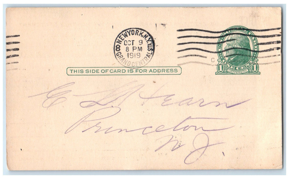 1919 The Baker & Taylor Co. Dawson & Weston Book Orders New York NY Postal Card