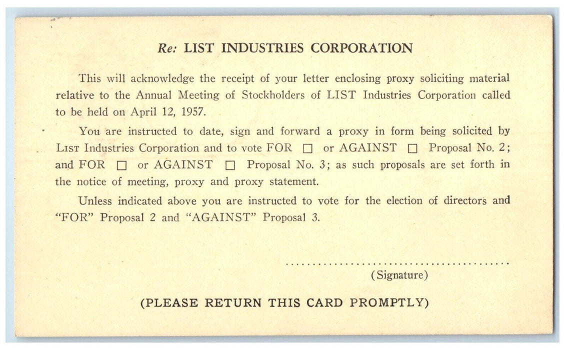 1958 List Industries Corporation Edmonds WA Bee & McAllen HPO Postal Card