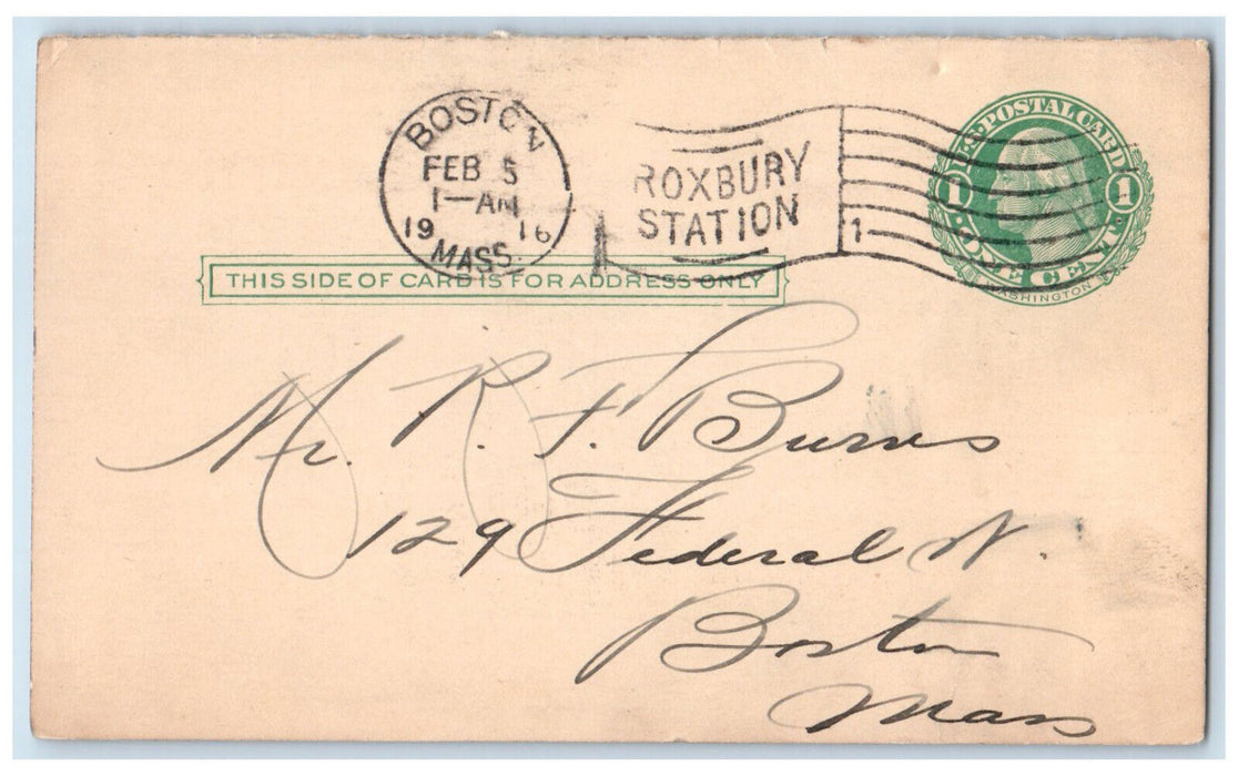 1916 The Boston Philatelic Society Inc Massachusetts MA Posted Postal Card