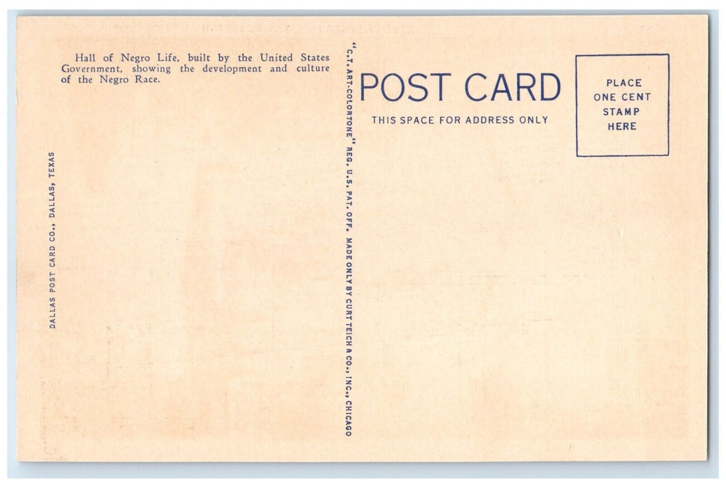 c1940 Hall Negro Life Government Texas Centennial Exposition Dallas TX Postcard