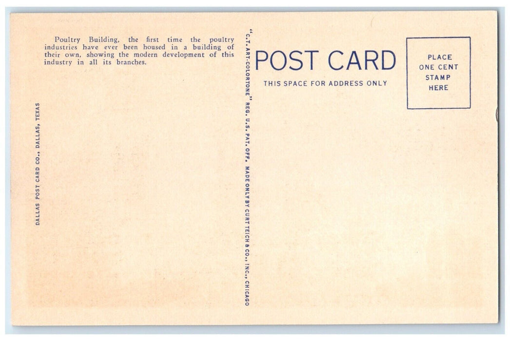 c1940 Poultry Building Exterior Texas Centennial Exposition Dallas TX Postcard
