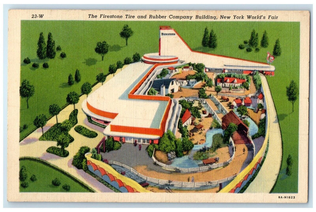 c1940 Firestone Tire Park Rubber Company Building New York Worlds Fair Postcard