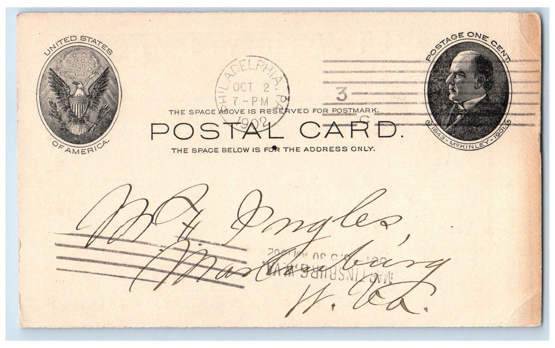 1902 Mertchant Tailoring Garitee & Son Coatings Philadelphia PA Postal Card