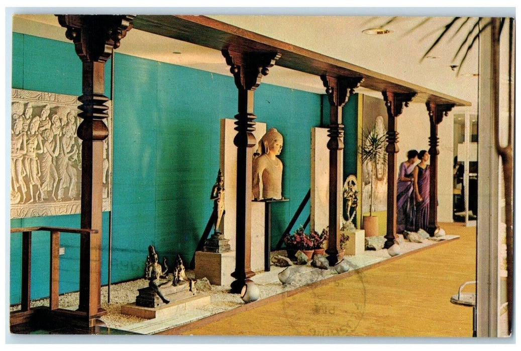 1965 India Pavilion New York World's Fair Entrance Hall Sarnath Buddha Postcard