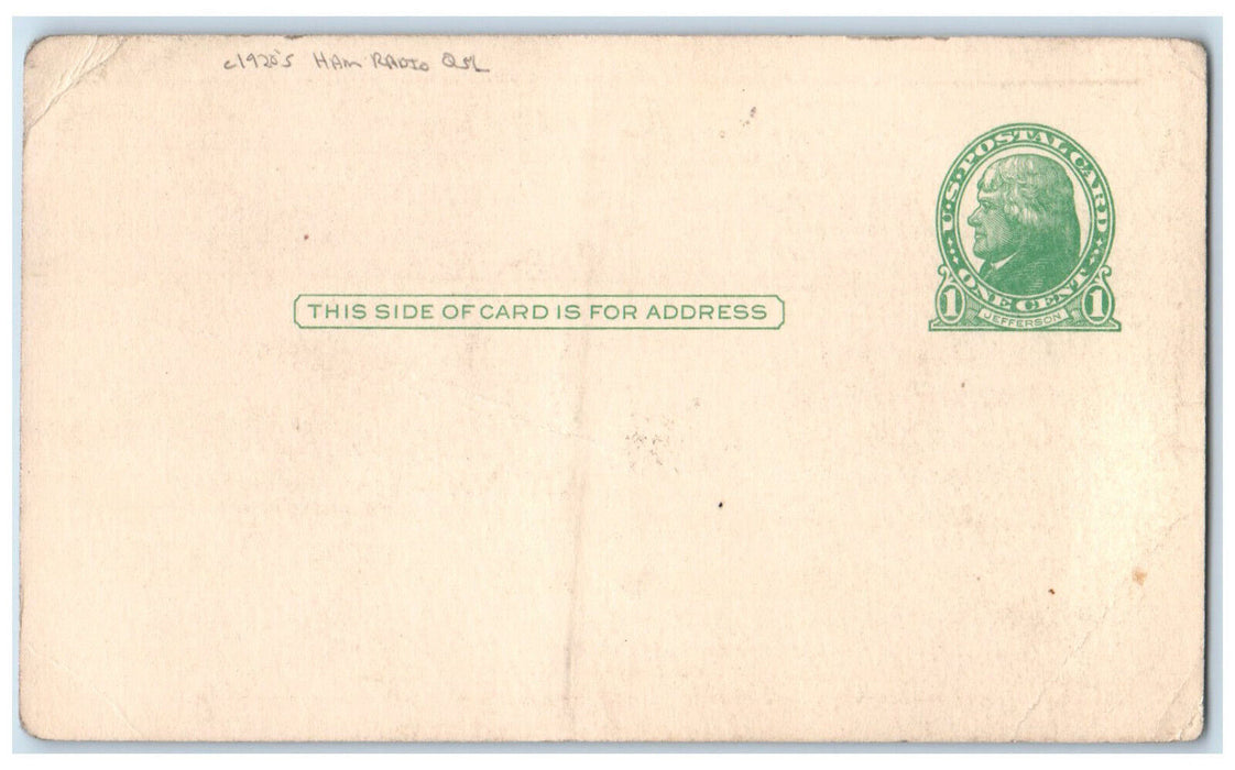 c1920's Ham Radio QSL A.R.R.L. 6CFZ San Francisco California CA Postal Card