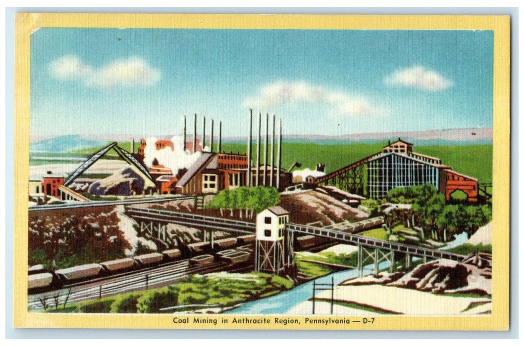 c1940 Aerial View Coal Mining Anthracite Region Nanticoke Pennsylvania Postcard