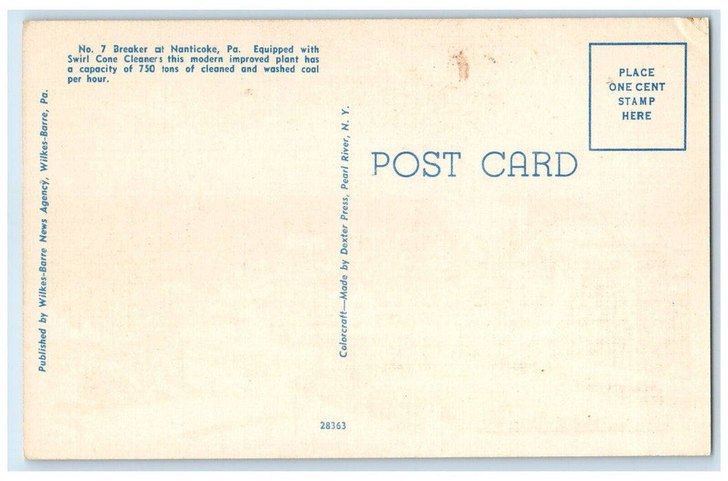 c1940 Aerial View Coal Mining Anthracite Region Nanticoke Pennsylvania Postcard