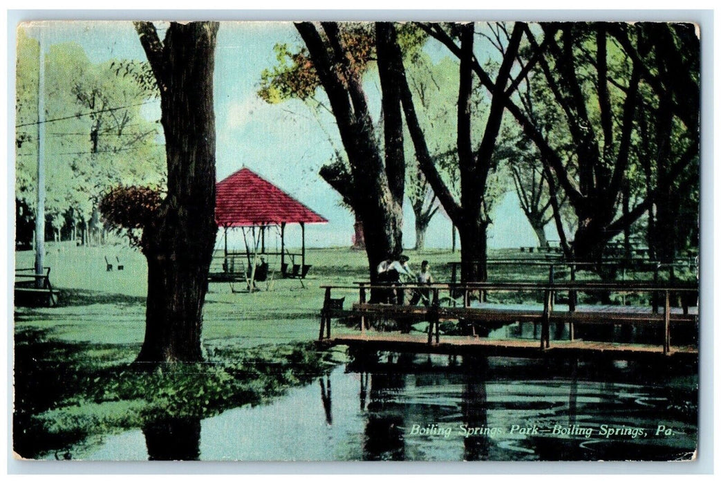 c1910 Boiling Springs Park Bridge Pond Boiling Springs Pennsylvania PA Postcard