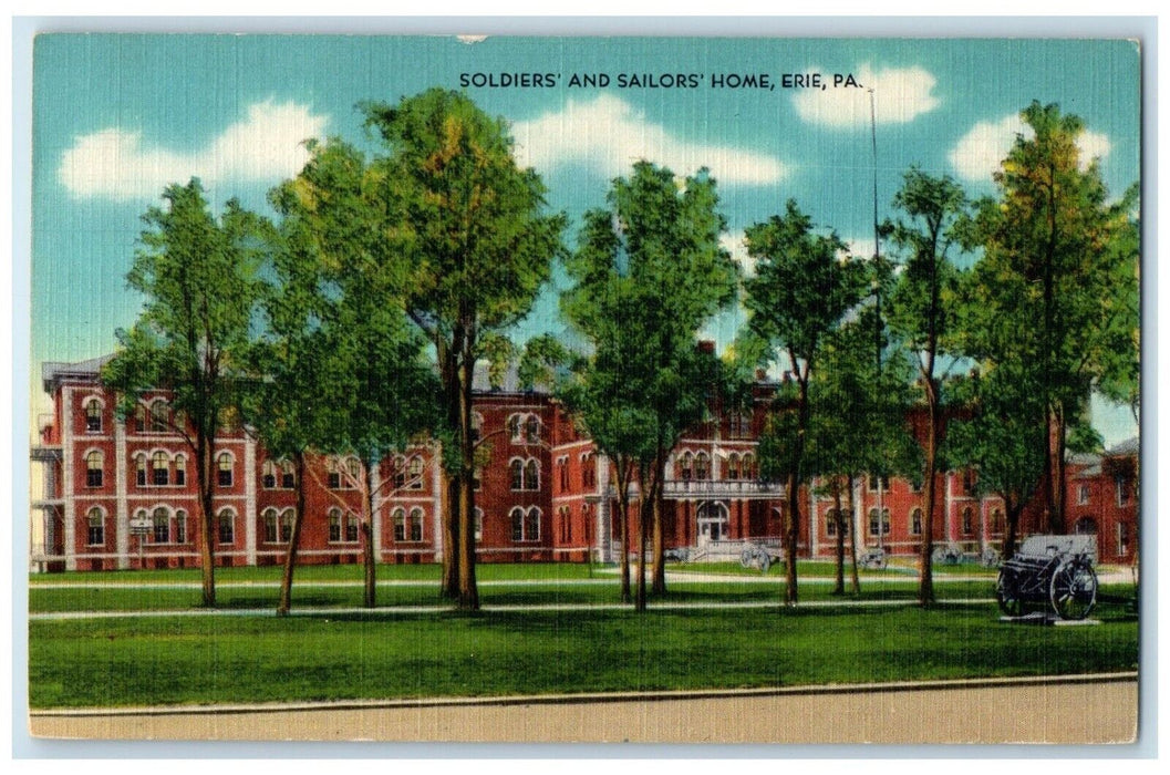 c1940 Exterior View Soldiers Sailors Home Erie Pennsylvania PA Unposted Postcard