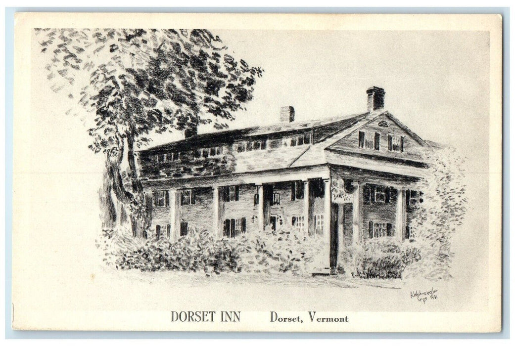 c1931 Dorset Inn Exterior Building Field Dorset Vermont Vintage Antique Postcard