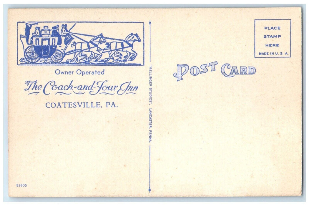 c1940 Coach Four Inn Dining Room Interior Coatesville Pennsylvania PA Postcard