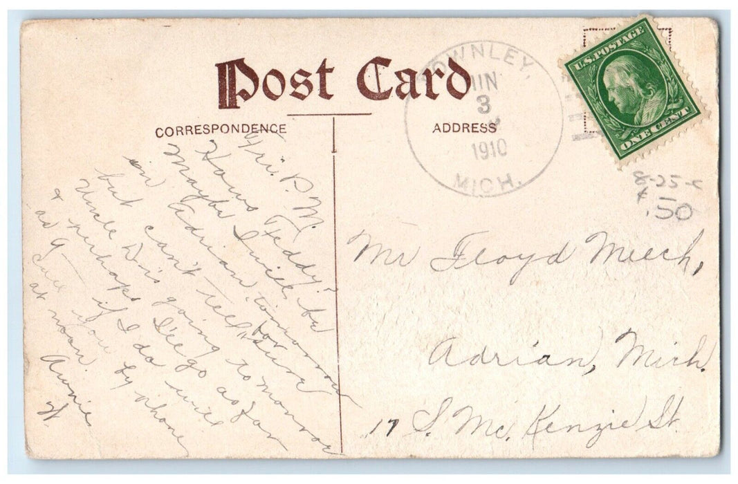1910 Puppy Dog Mirror Wish I Had The Price Of A Shave Townley MI Posted Postcard