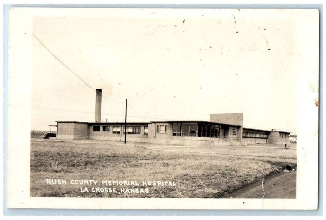 1958 Rush County Memorial Hospital View La Crosse Kansas KS RPPC Photo Postcard