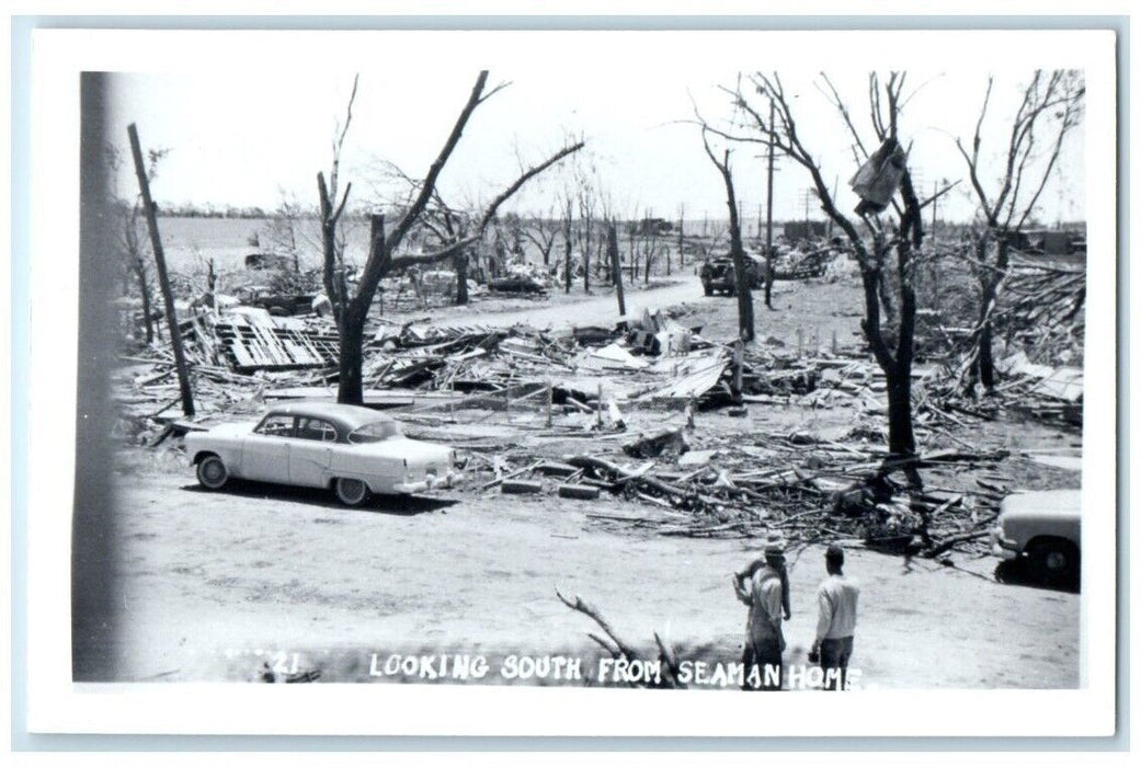 1955 Tornado Disaster Ruins View From Seaman Home Udall KS RPPC Photo Postcard