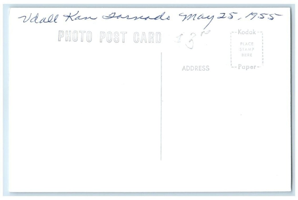 1955 Tornado Disaster Ruins View From Seaman Home Udall KS RPPC Photo Postcard