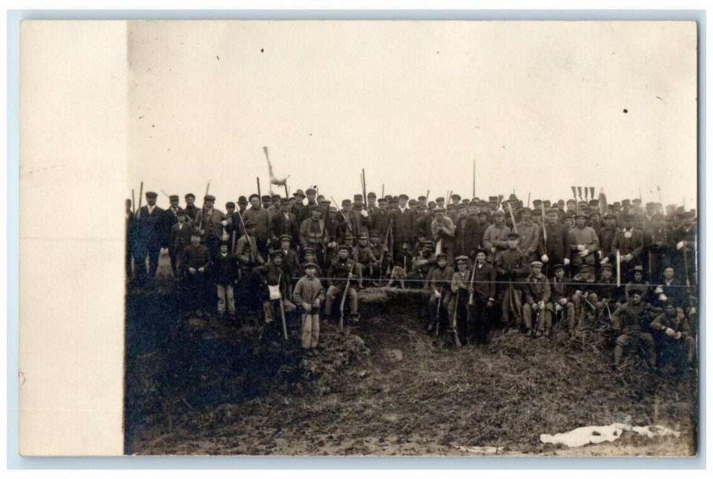 c1910's Hunters Huge Hunting Party Coyote Guns Posse View #3 RPPC Photo Postcard