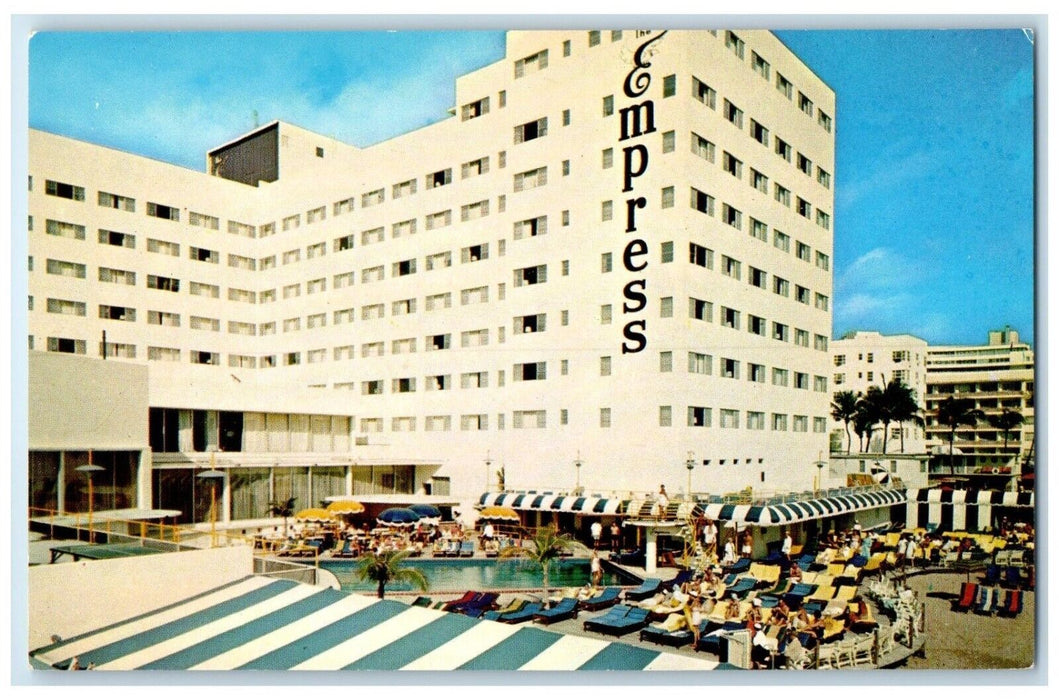 c1960 Hotel Pool Cabana Club Exterior Building Miami Beach Florida FL Postcard