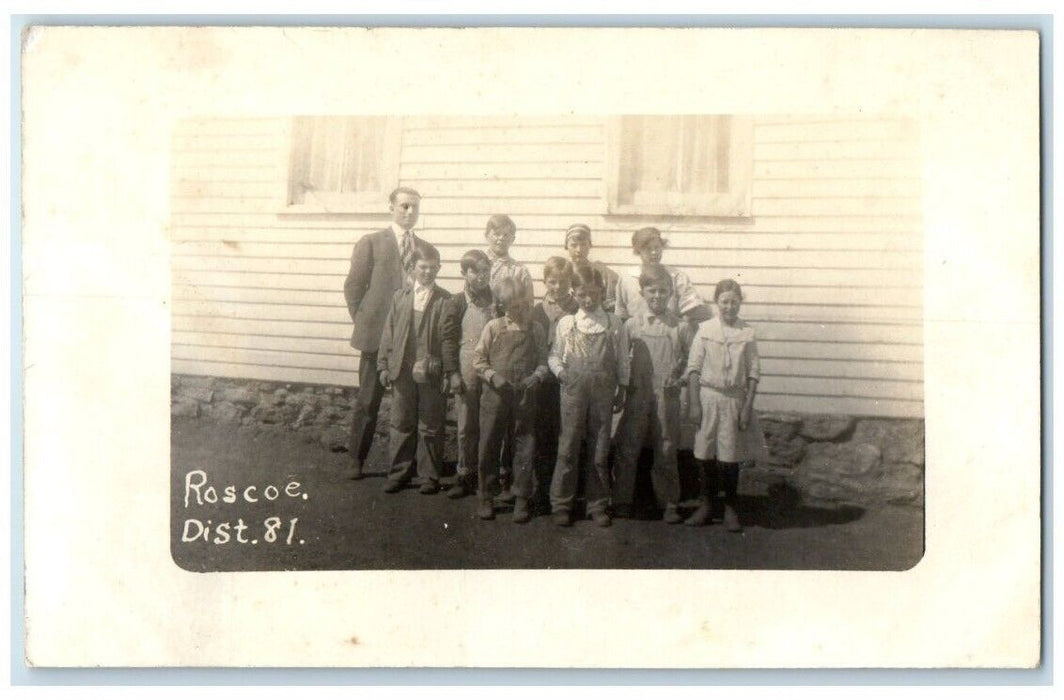 c1916 School Children Teacher Students Ghost Town Roscoe KS RPPC Photo Postcard