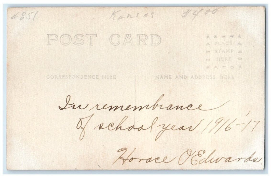 c1916 School Children Teacher Students Ghost Town Roscoe KS RPPC Photo Postcard