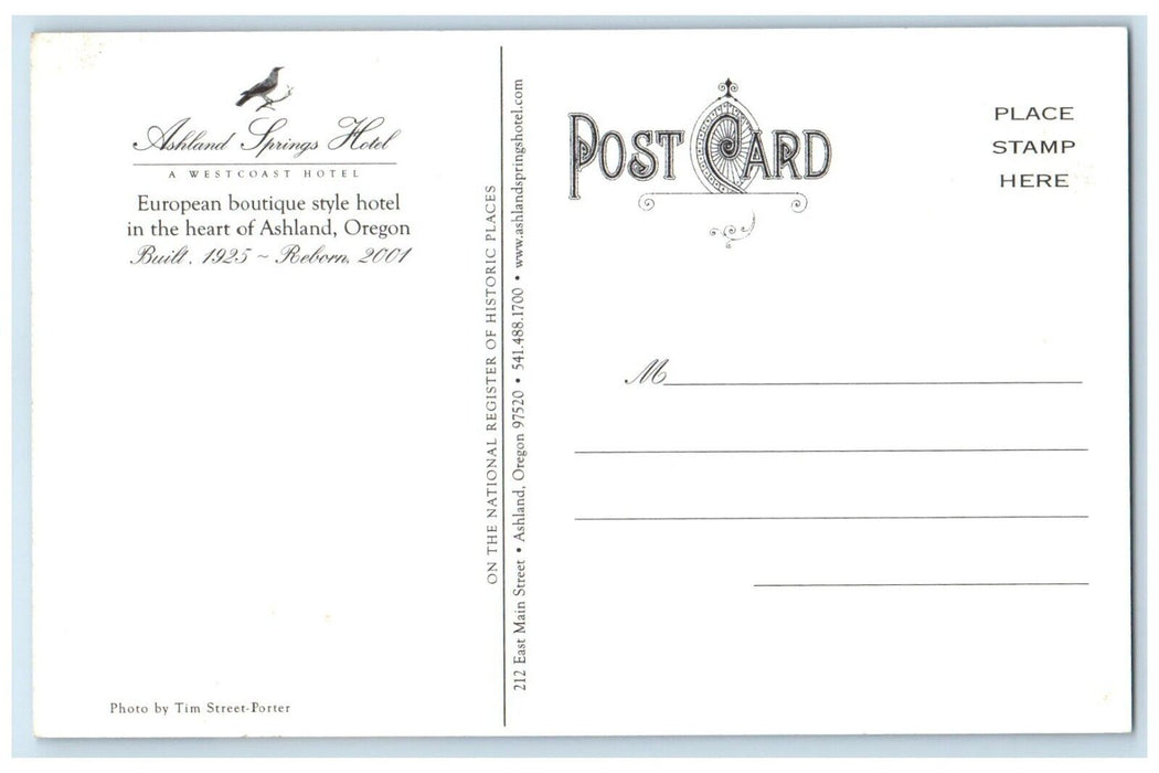 c1960 Ashland Springs Hotel European Boutique Exterior Heart Oregon OR Postcard