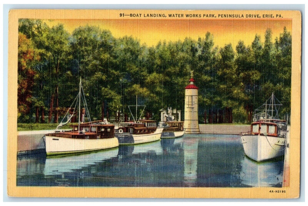 1940 Boat Landing Water Works Park Peninsula Drive Erie Pennsylvania PA Postcard